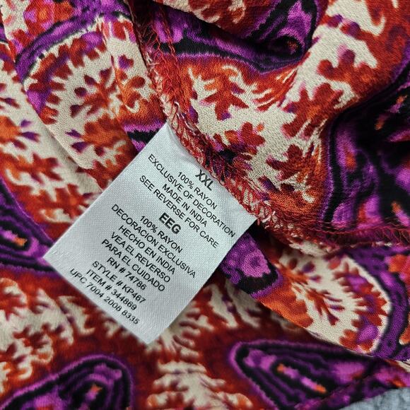 Bila Blouse Womens XXL Boho Peasant Top Lace Trim Rayon Bohemian Hippie Retro - Picture 6 of 7